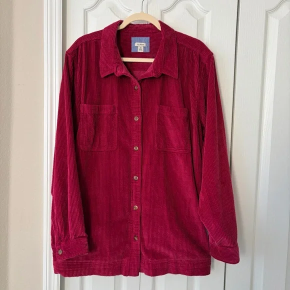 L.L. Bean Cranberry Red Corduroy Jacket 3X Plus size - Picture 1 of 7